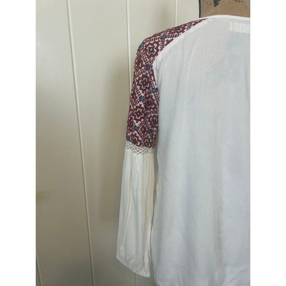 Altar’d State Bohemian Peasant Long Sleeve Embroidered Blouse Size M - Picture 7 of 9
